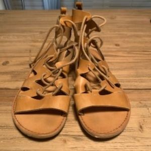 tan lace up sandals